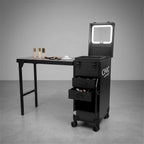 Foldable Rolling Manicure Table Case With LED Mirror, Chic By SkinAct
