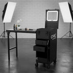 Foldable Rolling Manicure Table Case With LED Mirror, Chic By SkinAct